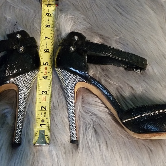 Black and silver ankle strap pumps - Picture 5 of 6